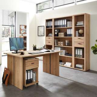 Büromöbel Set in Wildeichefarben Eschefarben (fünfteilig)