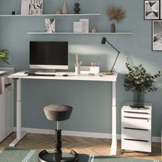 Bürotisch höhenverstellbarer Schreibtisch in modernem Design - Weiß