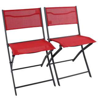 Gartenklappstühle Balkonstühle in Rot und Schwarz 48 cm Sitzhöhe (2er Set)