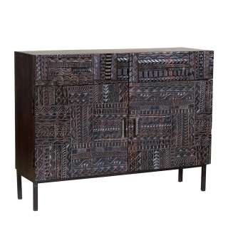 Kommode Holz Sideboard mit zwei Schubladen und Metallgriffen