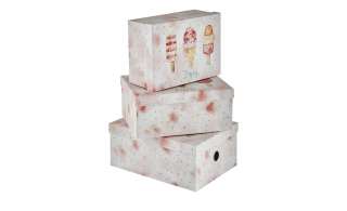 Aufbewahrungsboxen, 3er Set ¦ rosa/pink ¦ Metall, Papier ¦ Maße (cm): B: 28 H: 21,5 T: 12,5 Regale > Regal-Aufbewahrungsboxen - Höffner