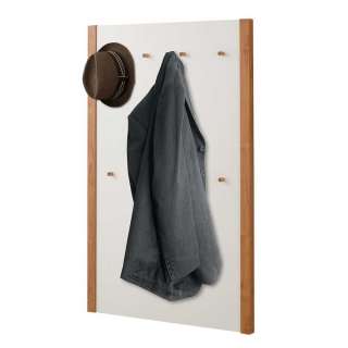 Hängegarderobe in Weiß und Holz Naturfarben 70 cm breit