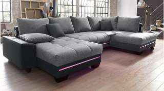 Nova Via Wohnlandschaft, wahlweise mit Kaltschaum (140kg Belastung/Sitz) und Bluetooth-Soundsystem, sowie RGB-LED-Beleuchtung