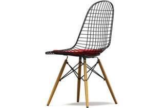 Vitra - Wire Chair DKW-5 - Ahorn hell - Leder 70 rot - Sitzhöhe 43 cm - - indoor