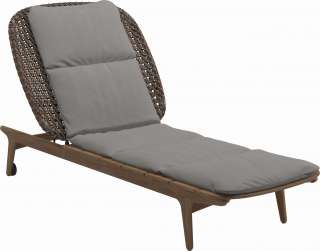 Gloster - Kay Liegestuhl - Geflecht: Brindle - Kissen:  - Fife Canvas Grey - outdoor