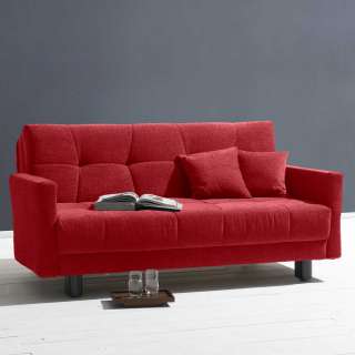 Bettsofa in Rot Velours verstellbaren Armlehnen