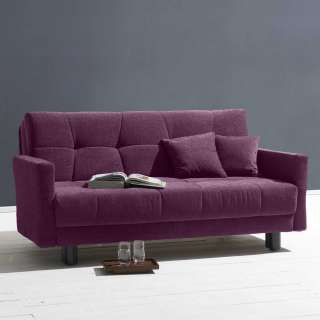 Dreisitzer Sofa in Violett Velours Schlaffunktion