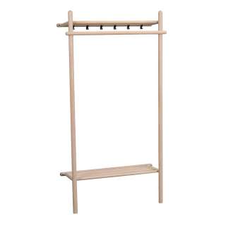 Holzgarderobe aus Eiche White Wash massiv Hutablage und Schuhrost