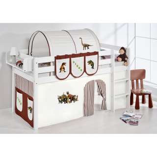 home24 Spielbett JELLE Dinos Braun Beige