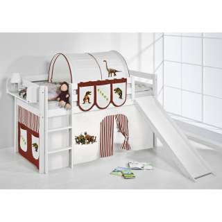 home24 Spielbett JELLE Dinos Braun Beige