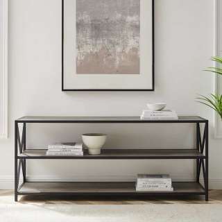 Industrial Design Regal in Holz Grey Wash Schwarz