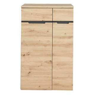 Aktenschrank klein in Wildeichefarben & Dunkelgrau 75 cm breit