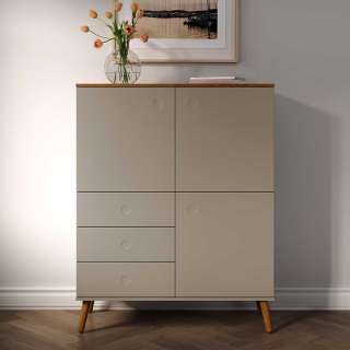 Highboard Taupe Skandi mit Push to open Funktion 137 cm hoch