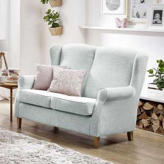 Zweisitzer Sofa hellblau im Landhausstil 139 cm breit - 103 cm hoch