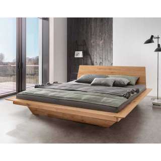 Bettgestell Doppelbett aus Wildeiche Massivholz 224 cm tief