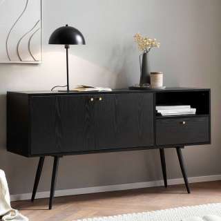 Wohnzimmer Kommode Sideboard im Retrostil in Schwarz