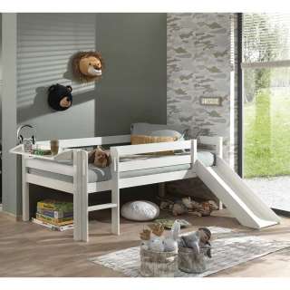 Kojen Spielbett weiss aus Kiefer Massivholz 83 cm hoch