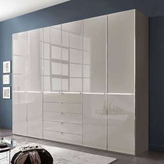 Schlafzimmerschrank XL Kleiderschrank Front glasbeschichtet mit fünf Schubladen