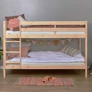 Stockbett Doppelstockbett aus Kiefer Massivholz naturbelassen