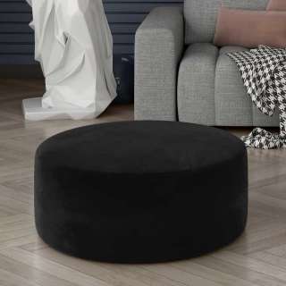 Hocker Sitzwürfel in Schwarz aus Samt