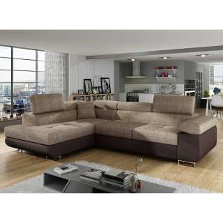 Sofa Polsterecke in Braun aus Webstoff