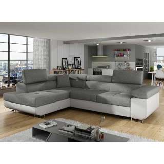 Ecksofa Sofa in Grau und Weiß