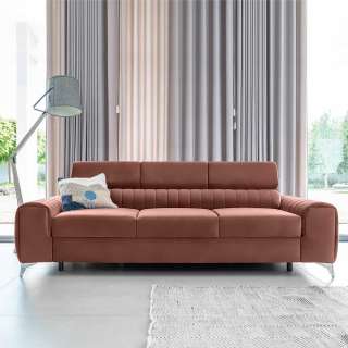 Sofa Couch in Rosenholz aus Velours