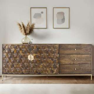 Sideboard Kommode mit drei Schubladen und geometrischem Muster