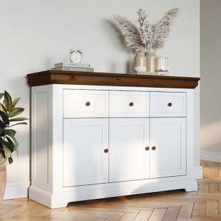 Kommode Sideboard in Weiß und Holz Braun