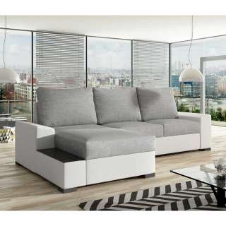 Ecksofa Sofaecke in Grau und Weiß