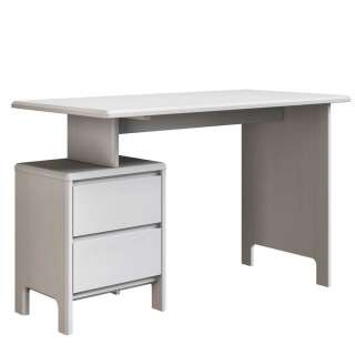 Schreibtisch mit Massivholzplatte Weiß