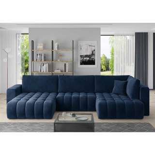 Sofa Couch in Blau mit aufwendigen Steppungen