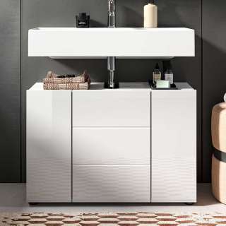 Waschtischschrank weiss mit drei Drehtüren modernem Design